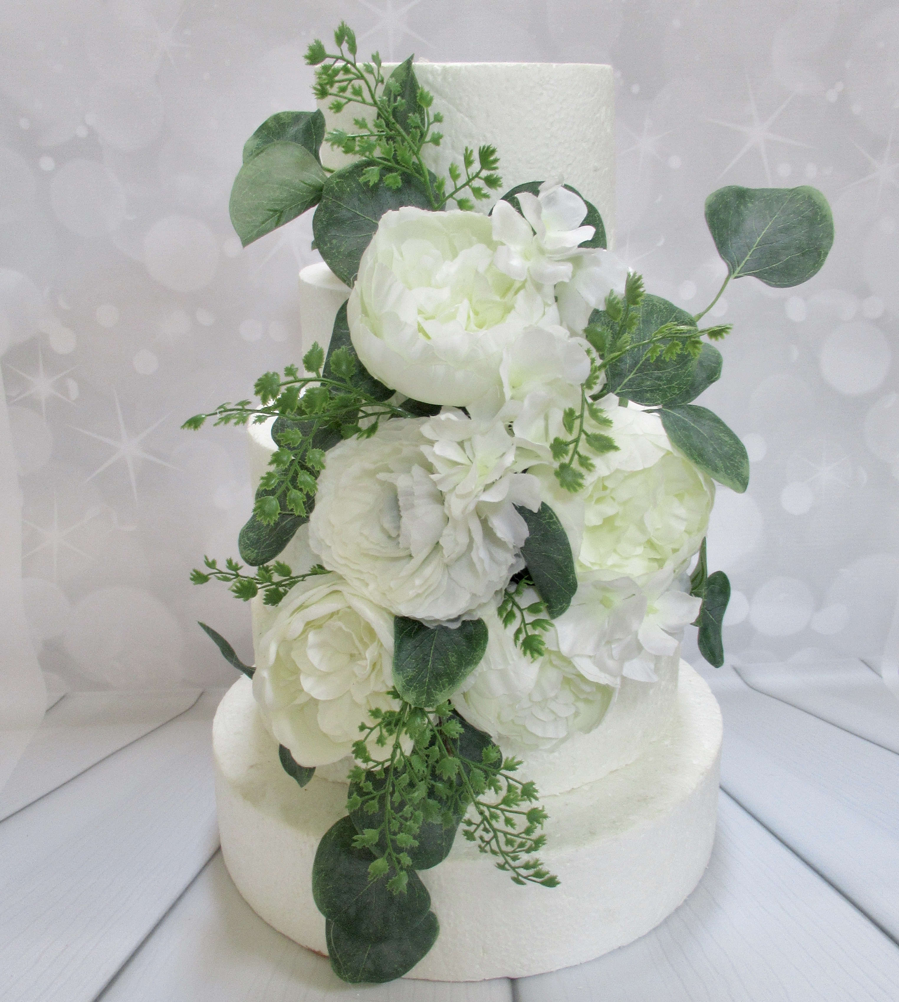 Peony & Rose Cake Flowers with greenery